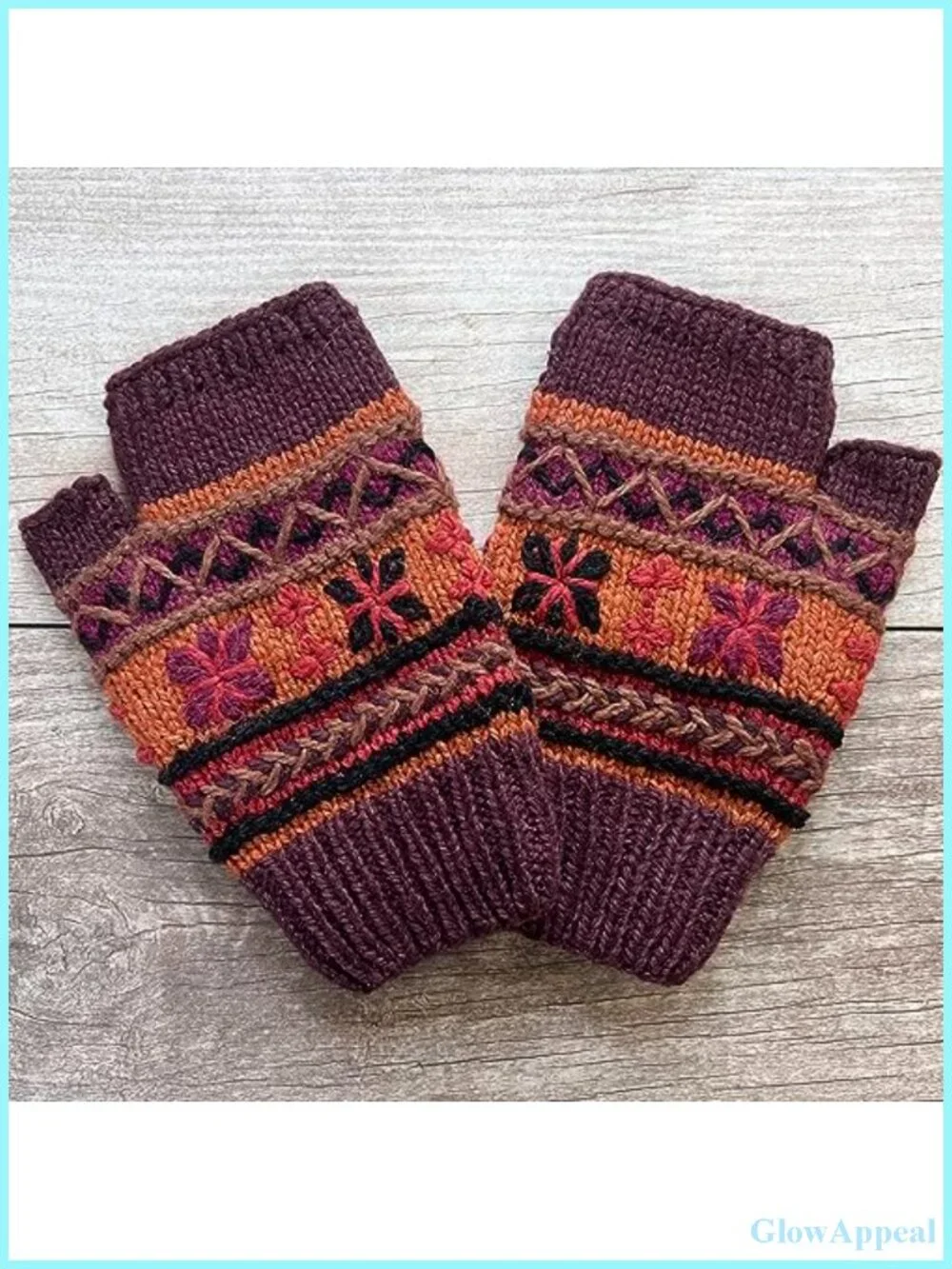 Hand Knit Alpaca Fingerless Gloves Fleece Lined Texting Driving Winter